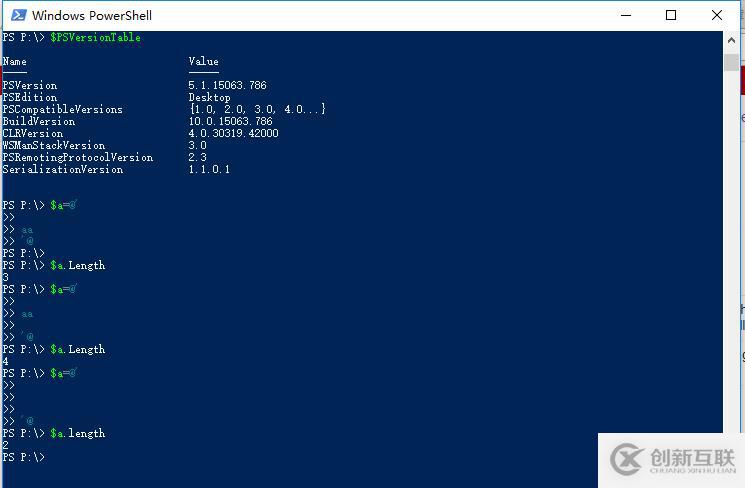 Powershell Here String 中換行在不同版本中的行為表現