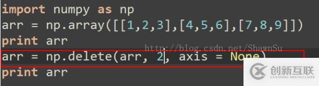 如何在numpy中利用delete刪除數(shù)組的整行