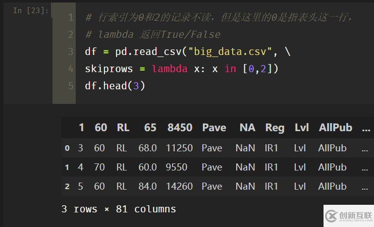 python中pandas.read_csv的skiprows參數(shù)有什么用